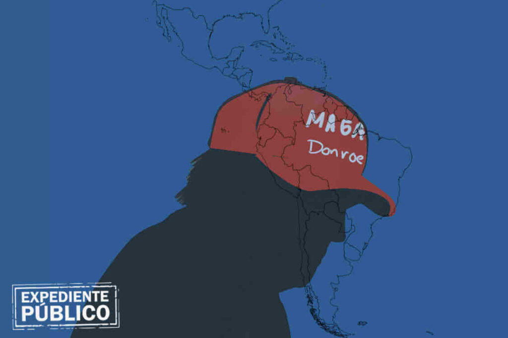 SILUETA DE TRUMP CON GORRA ROJA